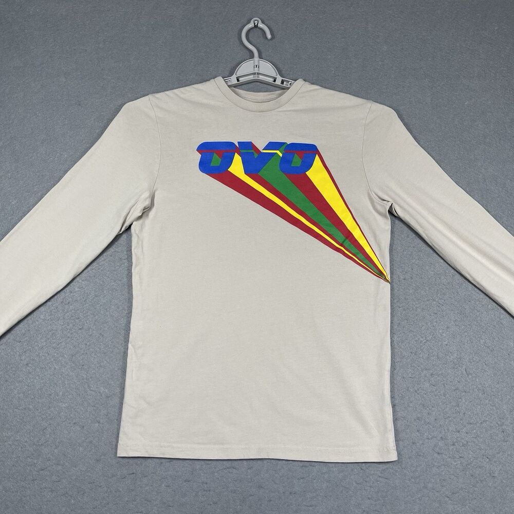 OVO Shirt Womens Small Cream Beige Long Sleeve October's Very Own Logo Drake Tee